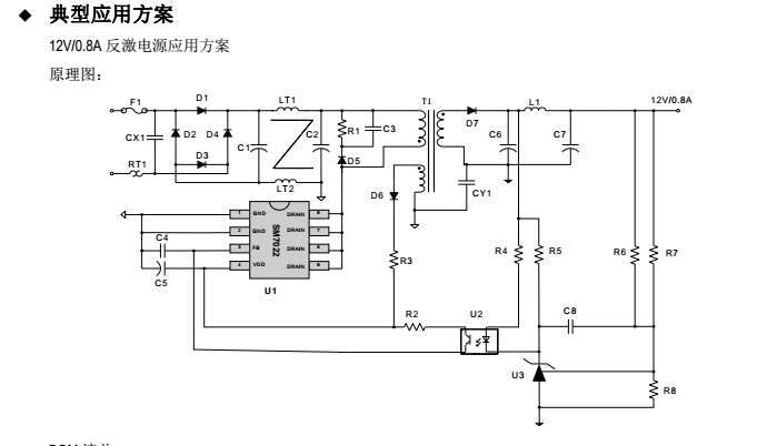 SM7022反激电源应用方案图