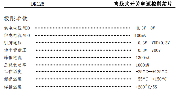 开关电源控制芯片DK125低成本BUCK简单电路应用对比CYT稳定(图5) DK125极限参数